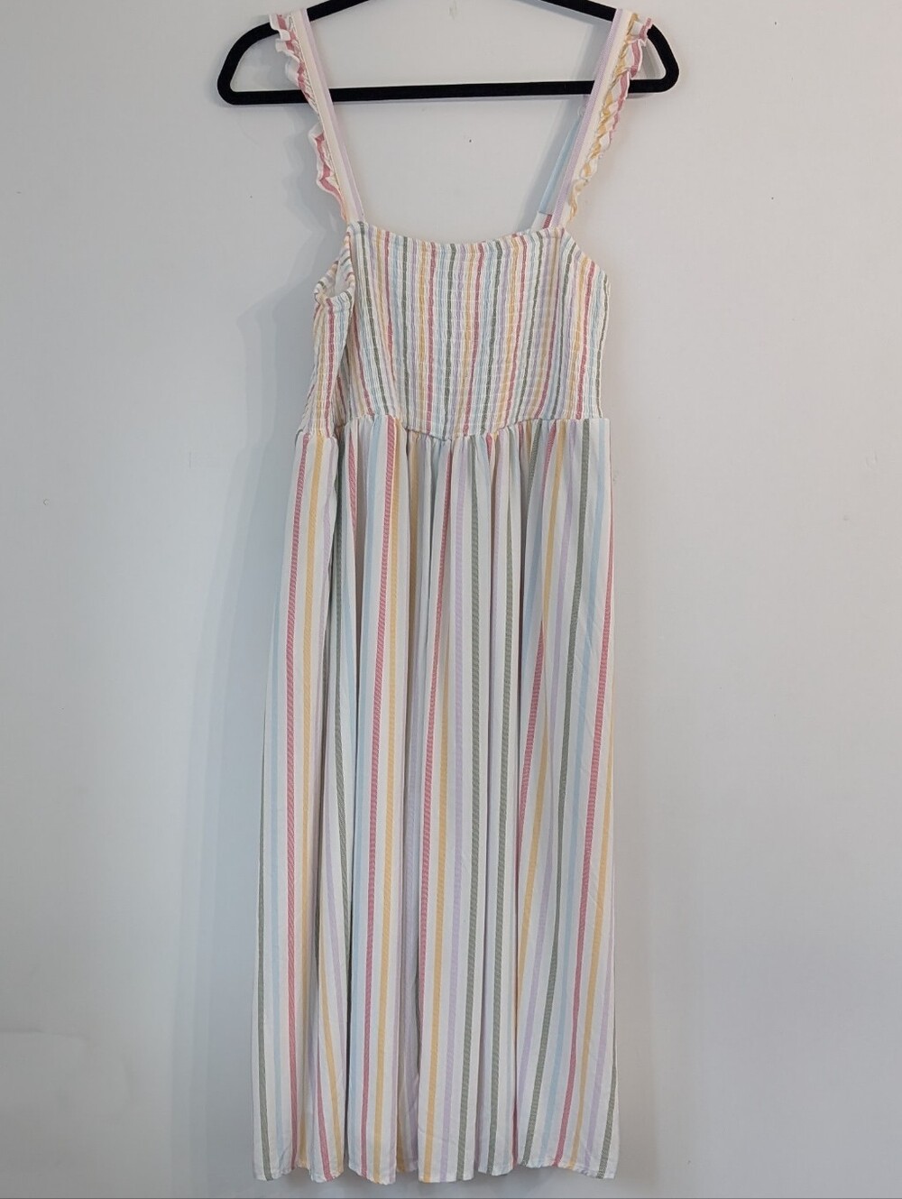 torrid White Smocked Summer Dress with Multicolor Stripe Trim